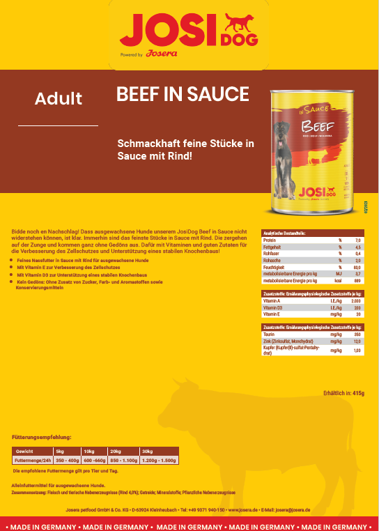 JosiDog Beef in Sauce, 400g