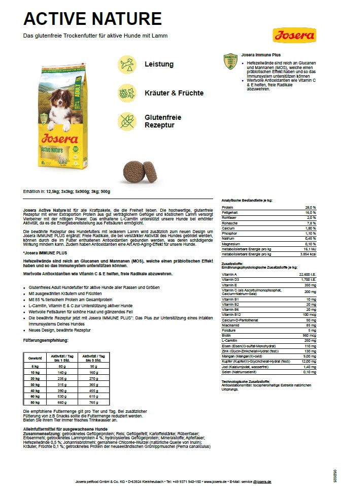 Josera Active Nature, 12,5kg