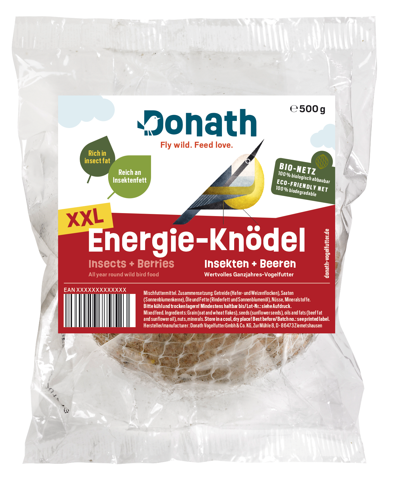 Energie Knödel XXL Insekten + Beeren, mit Bio-Netz 500g