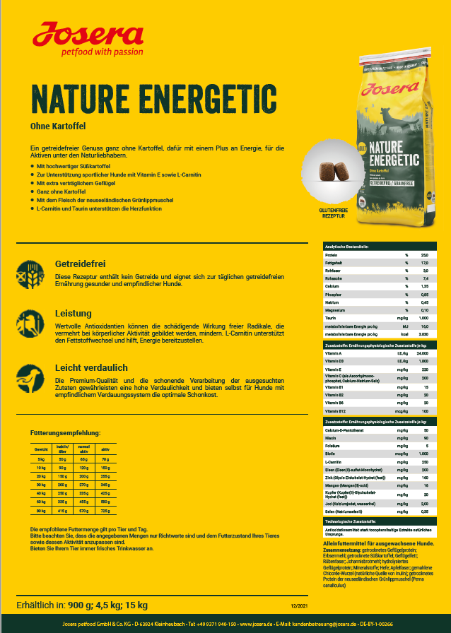 Josera Nature Energetic, 900g